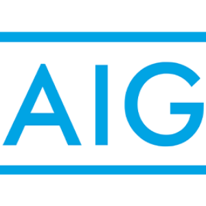 Aig logo with blue border on black background