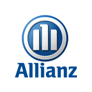 A blue and white logo for allianz.